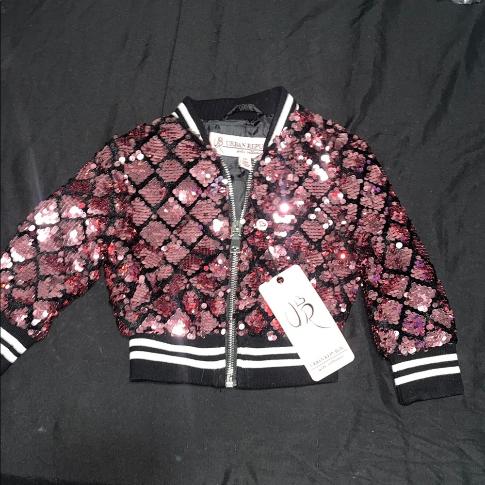 Urban Republic Glittery Pink Kids Bomber Jacket
